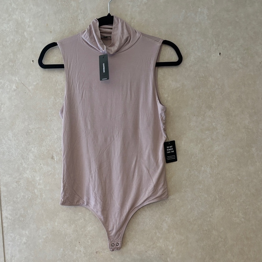 Express Sleeveless Beige Bodysuit